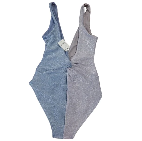 Free People × Juillet Olivia Plunging Neckline One-Piece Metallic Swimsuit Sz XS - Picture 8 of 11